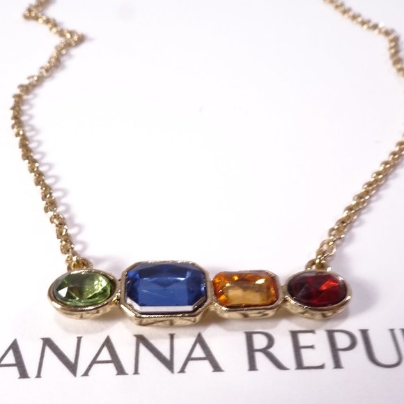 Banana Republic Multi Color Gemstone Bar Necklace NWT 38 - Picture 5 of 7